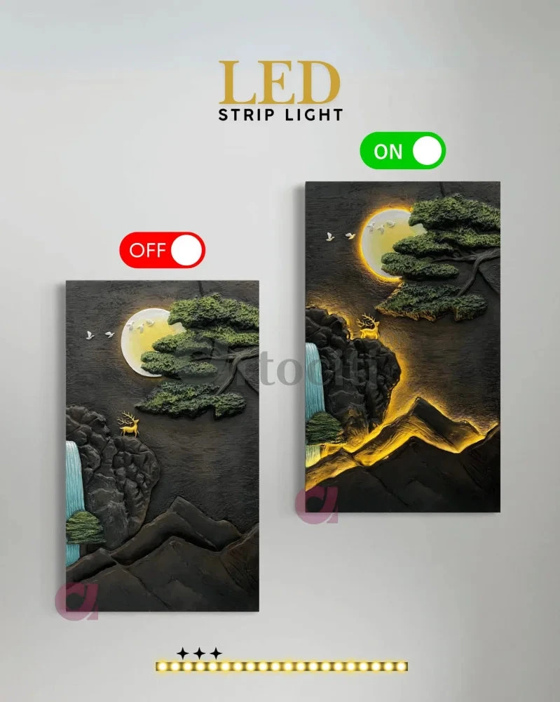 5X3 Feet Modern Abstract Mountain Tree And Sun 3d Relief Mural Wall Art With Led Light | Nature Inspired(5x3 Feet Modern Abstract Mountain Tree And Sun 3d Relief Mural Wall Art With Led Light Nature Inspired) 4 5X3 Feet Modern Abstract Mountain Tree And Sun 3d Relief Mural Wall Art With Led Light | Nature Inspired(5x3 Feet Modern Abstract Mountain Tree And Sun 3d Relief Mural Wall Art With Led Light Nature Inspired) - Image 2