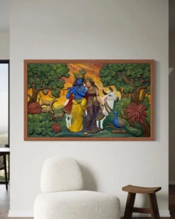5x3 Feet Radha Krishna 3D Elevation Sculpture Relief Mural Wall Art(Large Size 5x3 Feet Radha Krishna 3d Elevation Sculpture Relief Mural Wall Art) -Artociti Sale Store 5x3 feet radha krishna 3d elevation sculpture relief mural wall art 502