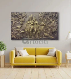 5x3 Feet Radha Krishna 3D Elevation Sculpture Relief Mural Wall Art(Large Size 5x3 Feet Radha Krishna 3d Elevation Sculpture Relief Mural Wall Art)