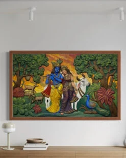 5x3 Feet Radha Krishna 3D Elevation Sculpture Relief Mural Wall Art(Large Size 5x3 Feet Radha Krishna 3d Elevation Sculpture Relief Mural Wall Art) -Artociti Sale Store 5x3 feet radha krishna 3d elevation sculpture relief mural wall art multi framed ready to hang 907