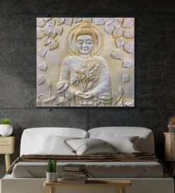 5x4.5 Feet Large Size 3D Buddha With Chakra Relief Mural Wall Art(5x4 Feet 3d Buddha Relief Mural)