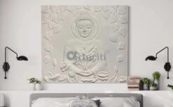5x4.5 Feet Large Size 3D Buddha With Chakra Relief Mural Wall Art(5x4 Feet 3d Buddha Relief Mural) -Artociti Sale Store 5x4 5 feet large size 3d buddha with chakra relief mural wall art decor 137
