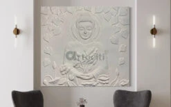 5x4.5 Feet Large Size 3D Buddha With Chakra Relief Mural Wall Art(5x4 Feet 3d Buddha Relief Mural) -Artociti Sale Store 5x4 5 feet large size 3d buddha with chakra relief mural wall art decor 260