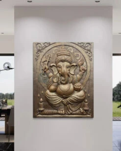 Artociti Sale Store -Artociti Sale Store 5x4 feet sitting ganesha 3d relief mural wall art 128