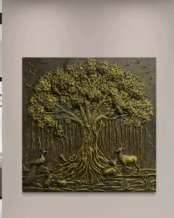 5X5 Feet Sacred Banyan Tree Of Life 3D Nature Relief Murals Wall Art(5x5 Feet Sacred Banyan Tree Nature 3d Relief Murals Wall Art) 21 5X5 Feet Sacred Banyan Tree Of Life 3D Nature Relief Murals Wall Art(5x5 Feet Sacred Banyan Tree Nature 3d Relief Murals Wall Art) -Artociti Sale Store 5x5 feet sacred banyan tree of life 3d nature relief murals wall art gold 562