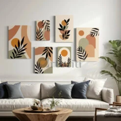 6-Piece Abstract Boho Canvas Art Set(Boho Vibes 6 Piece Abstract Boho Canvas Art Set Premium Polycotton Vibrant Modern) -Artociti Sale Store 6 piece abstract boho canvas art set 746