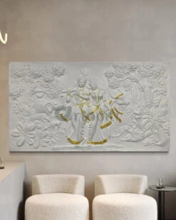 7x4 Feet Radha Krishna 3D Elevation Sculpture Relief Mural Wall Art(Large Size 7x4 Feet Radha Krishna 3d Elevation Sculpture Relief Mural Wall Art) -Artociti Sale Store 7x4 feet radha krishna 3d elevation sculpture relief mural wall art 421
