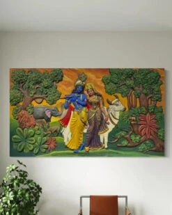 7x4 Feet Radha Krishna 3D Elevation Sculpture Relief Mural Wall Art(Large Size 7x4 Feet Radha Krishna 3d Elevation Sculpture Relief Mural Wall Art) -Artociti Sale Store 7x4 feet radha krishna 3d elevation sculpture relief mural wall art 795