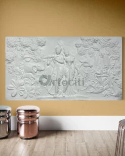7x4 Feet Radha Krishna 3D Elevation Sculpture Relief Mural Wall Art(Large Size 7x4 Feet Radha Krishna 3d Elevation Sculpture Relief Mural Wall Art) -Artociti Sale Store 7x4 feet radha krishna 3d elevation sculpture relief mural wall art white 350