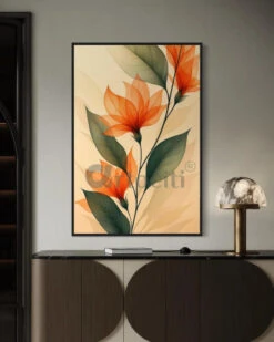 Abstract Bliss Orange Flower | Floral Modern Abstract Canvas Painting(Abstract Bliss Orange Flower Floral Modern Abstract Canvas Painting)