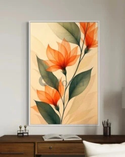 Abstract Bliss Orange Flower | Floral Modern Abstract Canvas Painting(Abstract Bliss Orange Flower Floral Modern Abstract Canvas Painting) -Artociti Sale Store abstract bliss orange flower floral modern canvas painting 30x20 inches 500