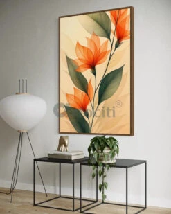 Abstract Bliss Orange Flower | Floral Modern Abstract Canvas Painting(Abstract Bliss Orange Flower Floral Modern Abstract Canvas Painting) -Artociti Sale Store abstract bliss orange flower floral modern canvas painting 48x32 inches 662