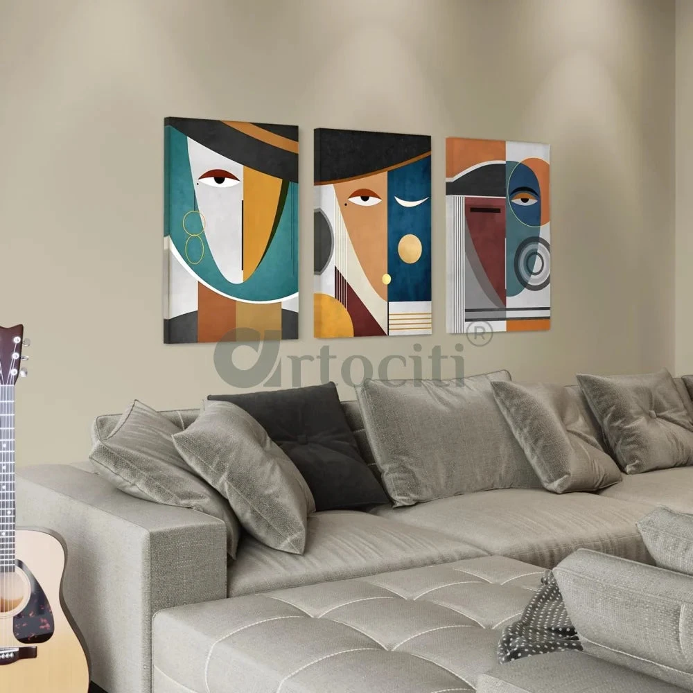 Abstract Face Wall Art Set Of 3 Canvas Giclee Prints(Abstract Face Wall Art Set Of 3 Transform Your Space With Unique Canvas Giclee Prints Modern Abstract) 7 Abstract Face Wall Art Set Of 3 Canvas Giclee Prints(Abstract Face Wall Art Set Of 3 Transform Your Space With Unique Canvas Giclee Prints Modern Abstract) - Image 5