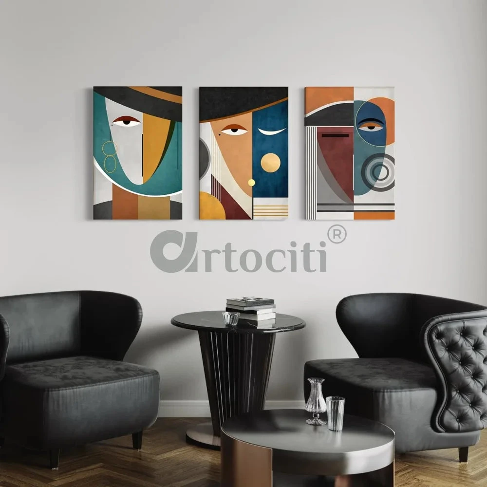 Abstract Face Wall Art Set Of 3 Canvas Giclee Prints(Abstract Face Wall Art Set Of 3 Transform Your Space With Unique Canvas Giclee Prints Modern Abstract) 5 Abstract Face Wall Art Set Of 3 Canvas Giclee Prints(Abstract Face Wall Art Set Of 3 Transform Your Space With Unique Canvas Giclee Prints Modern Abstract) - Image 3