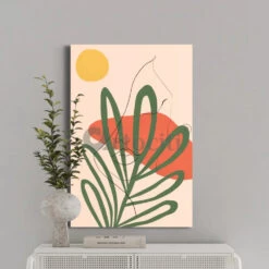 Abstract Plant Sun Moon Girl Face Line Poster Canvas Giclee Print(Boho Bliss Abstract Plant Sun Moon Girl Face Line Poster Canvas Giclee Print)