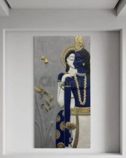 Abstract Radha Krishna 3D Elevation Sculpture Relief Mural Wall Art(7x3 5 Feet Abstract Radha Krishna 3d Elevation Sculpture Relief Mural Wall Art) -Artociti Sale Store abstract radha krishna 3d elevation sculpture relief mural wall art blue 105