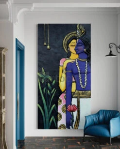 Abstract Radha Krishna 3D Elevation Sculpture Relief Mural Wall Art(7x3 5 Feet Abstract Radha Krishna 3d Elevation Sculpture Relief Mural Wall Art) -Artociti Sale Store abstract radha krishna 3d elevation sculpture relief mural wall art multi 133