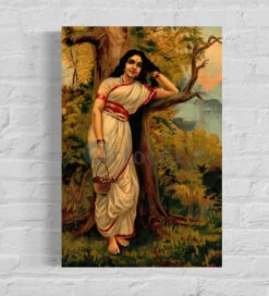 Ahalya By Raja Ravi Varma Famous Canvas Painting(Ahalya By Raja Ravi Varma Famous Canvas Painting)