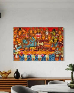 Ananthashayanam Kerala Mural Canvas Giclee Print(Ananthashayanam Kerala Mural Canvas Giclee Print Dasavatharam The Reclining God Of Tiruvanantapuram Lord Vishnu)