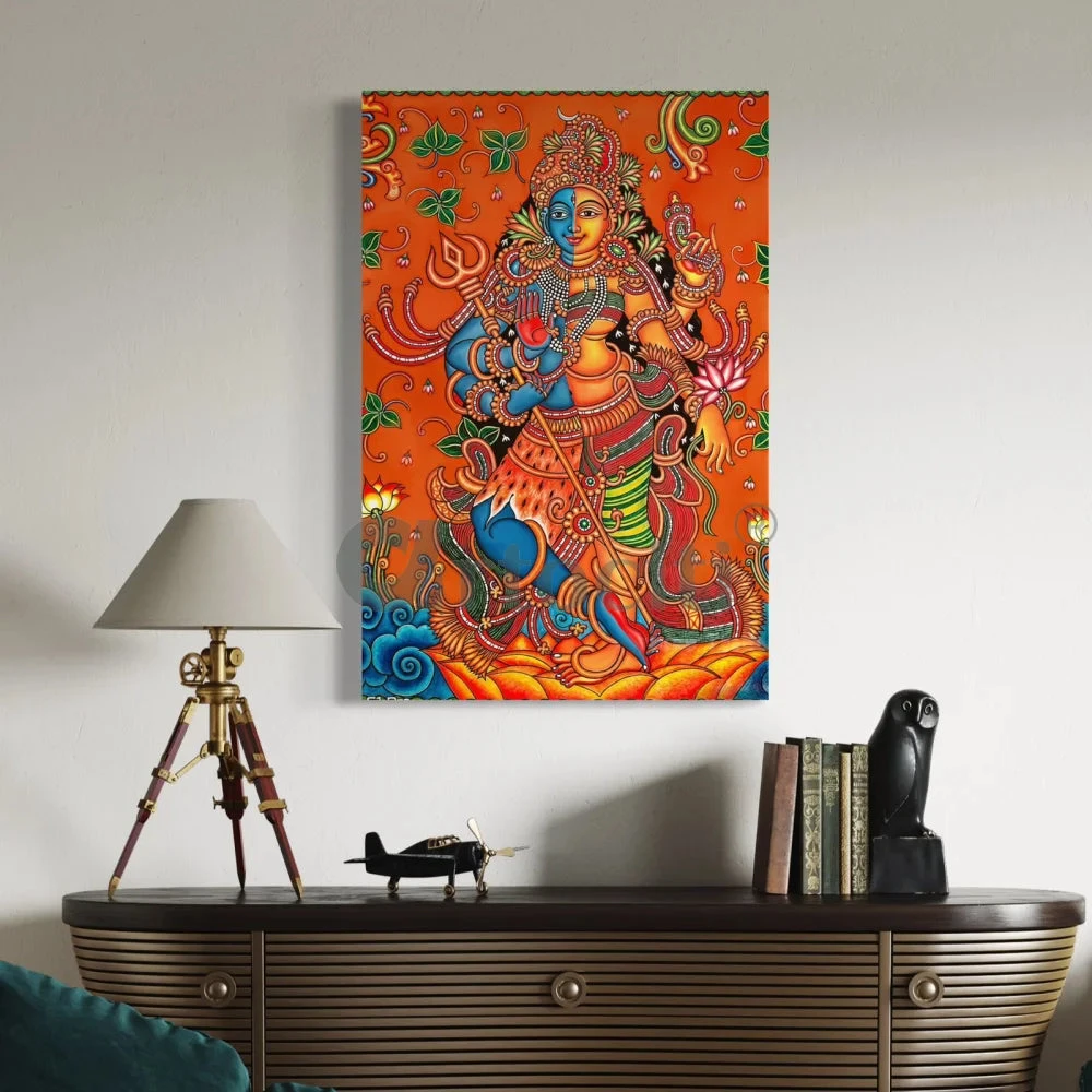 Ardhanarishvara Kerala Mural Canvas Print(9 Ardhanarishvara Kerala Art Mural Canvas Print 380 Gsm Divine Grace) 6 Ardhanarishvara Kerala Mural Canvas Print(9 Ardhanarishvara Kerala Art Mural Canvas Print 380 Gsm Divine Grace) - Image 4