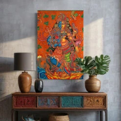 Ardhanarishvara Kerala Mural Canvas Print(9 Ardhanarishvara Kerala Art Mural Canvas Print 380 Gsm Divine Grace)