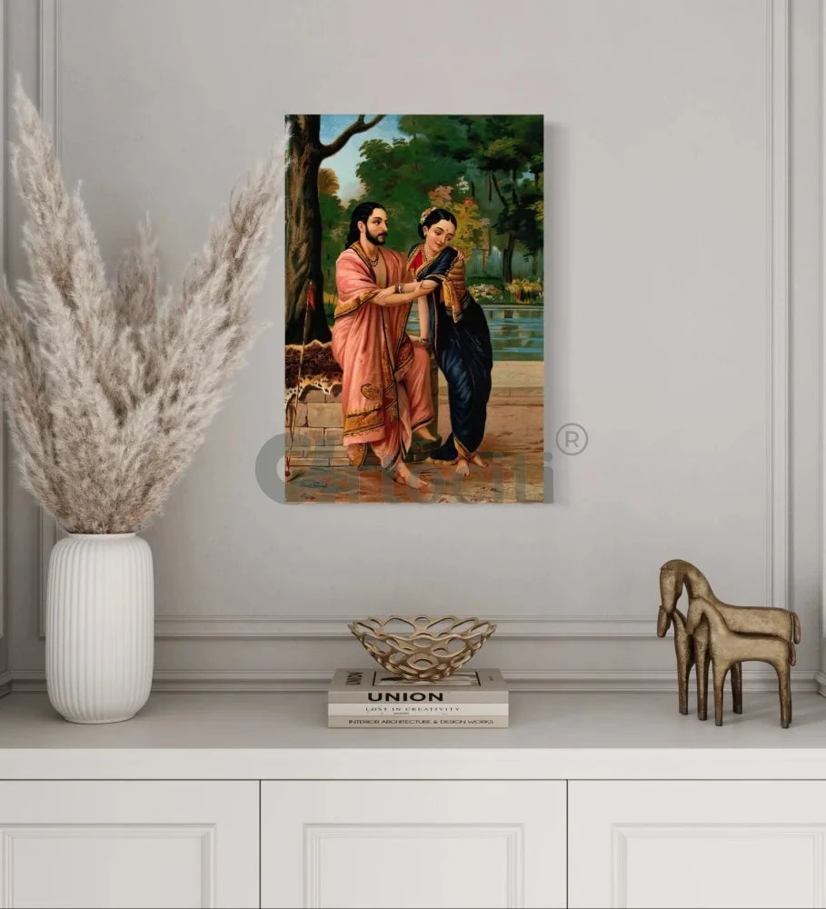 Arjuna Wooing Subhadra By Raja Ravi Varma Famous Canvas Painting(Arjuna Wooing Subhadra By Raja Ravi Varma Famous Canvas Painting) 4 Arjuna Wooing Subhadra By Raja Ravi Varma Famous Canvas Painting(Arjuna Wooing Subhadra By Raja Ravi Varma Famous Canvas Painting) - Image 2