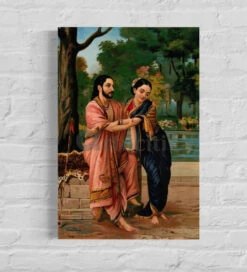 Arjuna Wooing Subhadra By Raja Ravi Varma Famous Canvas Painting(Arjuna Wooing Subhadra By Raja Ravi Varma Famous Canvas Painting)