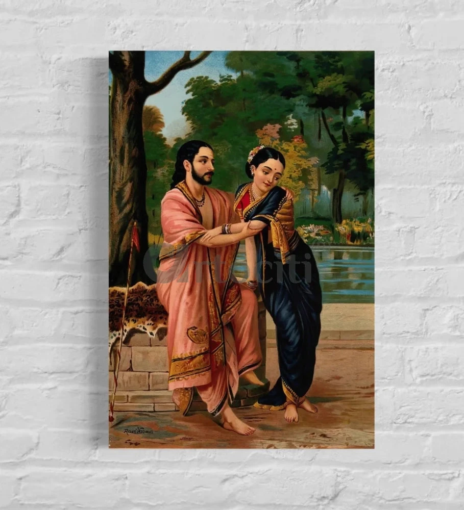 Arjuna Wooing Subhadra By Raja Ravi Varma Famous Canvas Painting(Arjuna Wooing Subhadra By Raja Ravi Varma Famous Canvas Painting) 3 Arjuna Wooing Subhadra By Raja Ravi Varma Famous Canvas Painting(Arjuna Wooing Subhadra By Raja Ravi Varma Famous Canvas Painting)