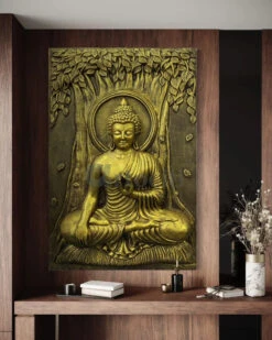 Bhumisparsha Mudra Buddha 3D Relief Mural(Bhumisparsha Mudra Buddha 3d Relief Mural Wall Art Ready To Hang)