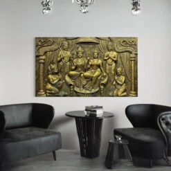 Big Size Ram Darbar 3D Relief Mural Wall Art(3 5x6 Feet Ram Darbar 3d Relief Mural Wall Art Divine Grandeur Big Size Ram Darbar) -Artociti Sale Store big size ram darbar 3d relief mural wall art 173