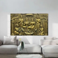 Big Size Ram Darbar 3D Relief Mural Wall Art(3 5x6 Feet Ram Darbar 3d Relief Mural Wall Art Divine Grandeur Big Size Ram Darbar) -Artociti Sale Store big size ram darbar 3d relief mural wall art 3 5x6 feet golden 869