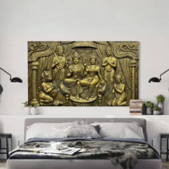 Big Size Ram Darbar 3D Relief Mural Wall Art(3 5x6 Feet Ram Darbar 3d Relief Mural Wall Art Divine Grandeur Big Size Ram Darbar)