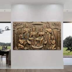 Big Size Ram Darbar 3D Relief Mural Wall Art(3 5x6 Feet Ram Darbar 3d Relief Mural Wall Art Divine Grandeur Big Size Ram Darbar) -Artociti Sale Store big size ram darbar 3d relief mural wall art 829