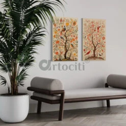 Artociti Sale Store -Artociti Sale Store bird tree kalamkari art canvas giclee prints set of 2 24x16 inches 539