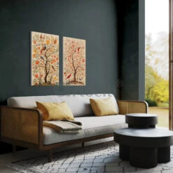 Bird & Tree Kalamkari Art Canvas Giclee Prints Set Of 2(Evoke Natures Charm With Bird Flower Tree Wall Decor Kalamkari Art Canvas Giclee Prints Set Of 2) -Artociti Sale Store bird tree kalamkari art canvas giclee prints set of 2 30x20 inches 183