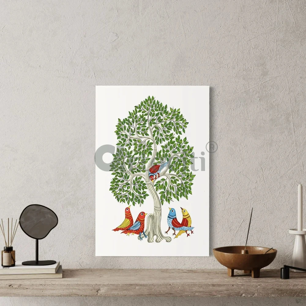 Birds Under The Tree Gond Art PrintVibrant Giclee Canvas(Avian Serenity Birds Under The Tree Gond Art Print Vibrant Giclee Canvas 24x16 30x20 Inches) 5 Birds Under The Tree Gond Art PrintVibrant Giclee Canvas(Avian Serenity Birds Under The Tree Gond Art Print Vibrant Giclee Canvas 24x16 30x20 Inches) - Image 3