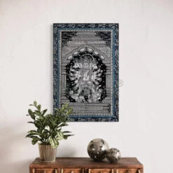 Black And White Panchmukhi Hanuman Pattachitra Painting Monochrome Canvas Giclee Print(Black And White Panchmukhi Hanuman Pattachitra Painting Monochrome Canvas Giclee Print) -Artociti Sale Store black and white panchmukhi hanuman pattachitra painting monochrome canvas giclee print 311