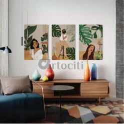 Boho Beauty 3 Ladies In Green Set Of 3 Canvas Prints(Boho Beauty 3 Ladies In Green Set Of 3 Canvas Prints) -Artociti Sale Store boho beauty 3 ladies in green set of canvas prints 466