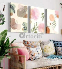 Boho Chic Canvas Painting In Earthy Hued Toned Colors Set Of 3(Copy Of Boho Chic Canvas Painting Set Of 3) -Artociti Sale Store boho chic canvas painting in earthy hued toned colors set of 3 30x20 inches 137