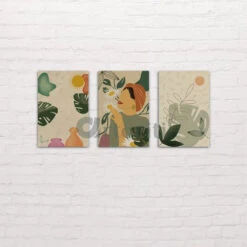 Boho Chic Design Canvas Painting Set Of 3(Abstract Minimalistic Design Boho Chic Canvas Painting Set Of 3 Ready To Hang By Artociti) -Artociti Sale Store boho chic design canvas painting set of 3 30x20 548
