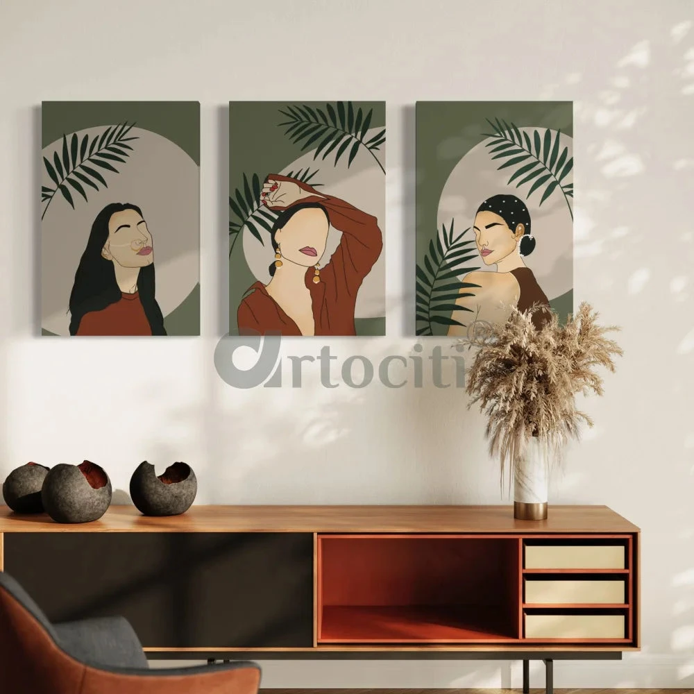 Boho Chic Trio: Set Of 3 Abstract Ladies Modern Art Canvas Prints(Boho Chic Trio Set Of 3 Abstract Ladies Modern Art Canvas Prints 24x16 30x20 Inches) 5 Boho Chic Trio: Set Of 3 Abstract Ladies Modern Art Canvas Prints(Boho Chic Trio Set Of 3 Abstract Ladies Modern Art Canvas Prints 24x16 30x20 Inches) - Image 3