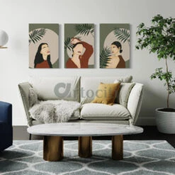 Boho Chic Trio: Set Of 3 Abstract Ladies Modern Art Canvas Prints(Boho Chic Trio Set Of 3 Abstract Ladies Modern Art Canvas Prints 24x16 30x20 Inches)