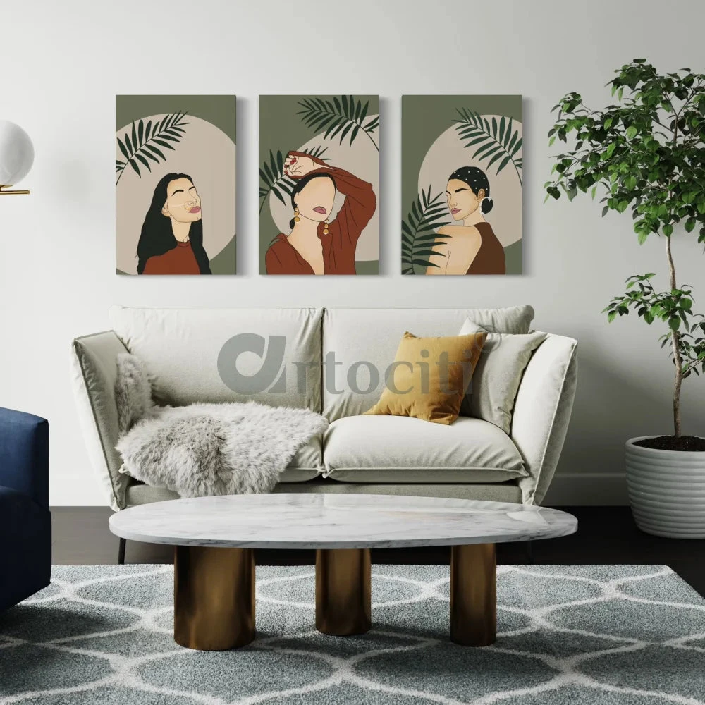 Boho Chic Trio: Set Of 3 Abstract Ladies Modern Art Canvas Prints(Boho Chic Trio Set Of 3 Abstract Ladies Modern Art Canvas Prints 24x16 30x20 Inches) 3 Boho Chic Trio: Set Of 3 Abstract Ladies Modern Art Canvas Prints(Boho Chic Trio Set Of 3 Abstract Ladies Modern Art Canvas Prints 24x16 30x20 Inches)