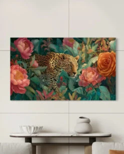 Bold Leopard In Bloom Modern Abstract Jungle Canvas Painting(Bold Leopard In Bloom Modern Abstract Jungle Canvas Painting)