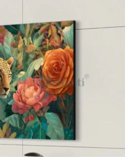 Bold Leopard In Bloom Modern Abstract Jungle Canvas Painting(Bold Leopard In Bloom Modern Abstract Jungle Canvas Painting) -Artociti Sale Store bold leopard in bloom modern abstract jungle canvas painting 60x36 inches thick gallery wrapped 1 inch 319