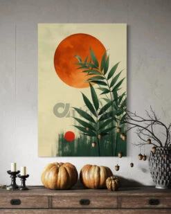 Botanical Abstract Sun Boho ChicCanvas Wall Painting(Boho Botanical Abstract Sun Canvas Wall Painting)