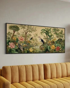 Botanical Garden With Birds Vintage Floral And Bird Modern Abstract Canvas Painting(Botanical Garden With Birds Vintage Floral And Bird Modern Abstract Canvas Painting) 14 Botanical Garden With Birds Vintage Floral And Bird Modern Abstract Canvas Painting(Botanical Garden With Birds Vintage Floral And Bird Modern Abstract Canvas Painting) -Artociti Sale Store botanical garden with birds vintage floral and bird modern abstract canvas painting 72x30 inches floating frame black 399