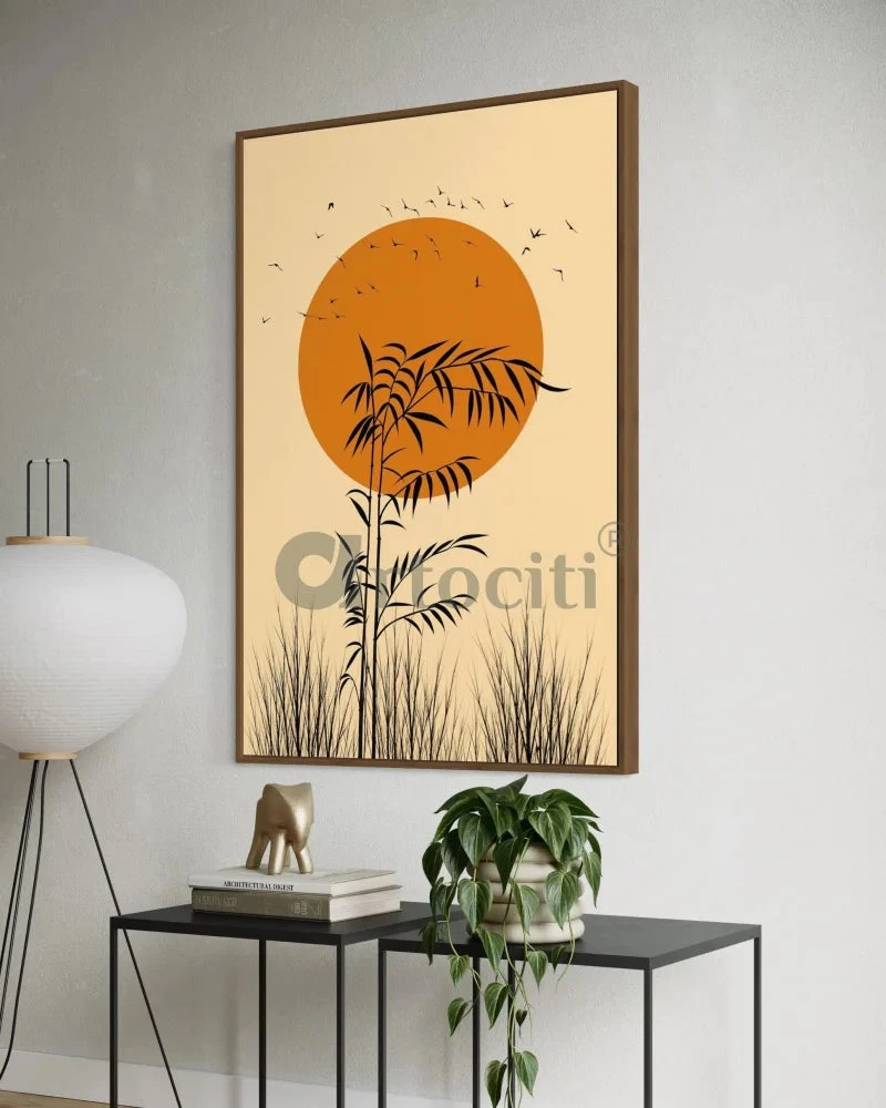 Bright Sunset Bamboo Silhouette & Autumn Birds Boho Chic Canvas Painting(Bright Sunset Bamboo Silhouette Autumn Birds Boho Chic Canvas Painting) 7 Bright Sunset Bamboo Silhouette & Autumn Birds Boho Chic Canvas Painting(Bright Sunset Bamboo Silhouette Autumn Birds Boho Chic Canvas Painting) - Image 5