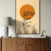 Bright Sunset Bamboo Silhouette & Autumn Birds Boho Chic Canvas Painting(Bright Sunset Bamboo Silhouette Autumn Birds Boho Chic Canvas Painting) -Artociti Sale Store bright sunset bamboo silhouette autumn birds boho chic canvas painting 18x12 inches 694