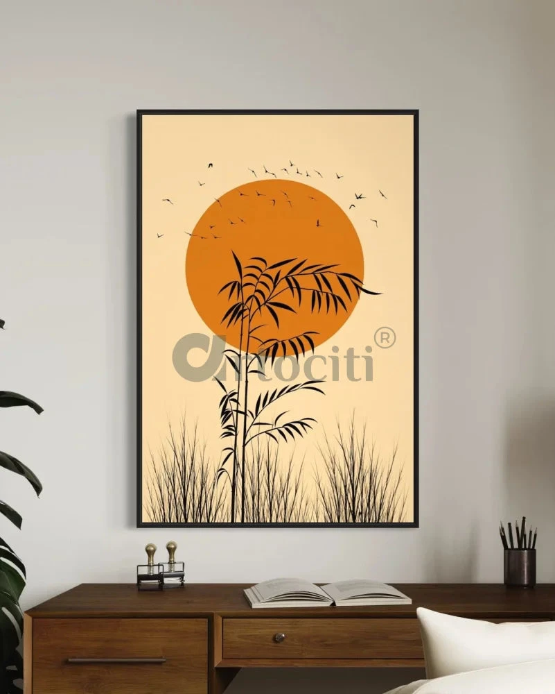 Bright Sunset Bamboo Silhouette & Autumn Birds Boho Chic Canvas Painting(Bright Sunset Bamboo Silhouette Autumn Birds Boho Chic Canvas Painting) 4 Bright Sunset Bamboo Silhouette & Autumn Birds Boho Chic Canvas Painting(Bright Sunset Bamboo Silhouette Autumn Birds Boho Chic Canvas Painting) - Image 2